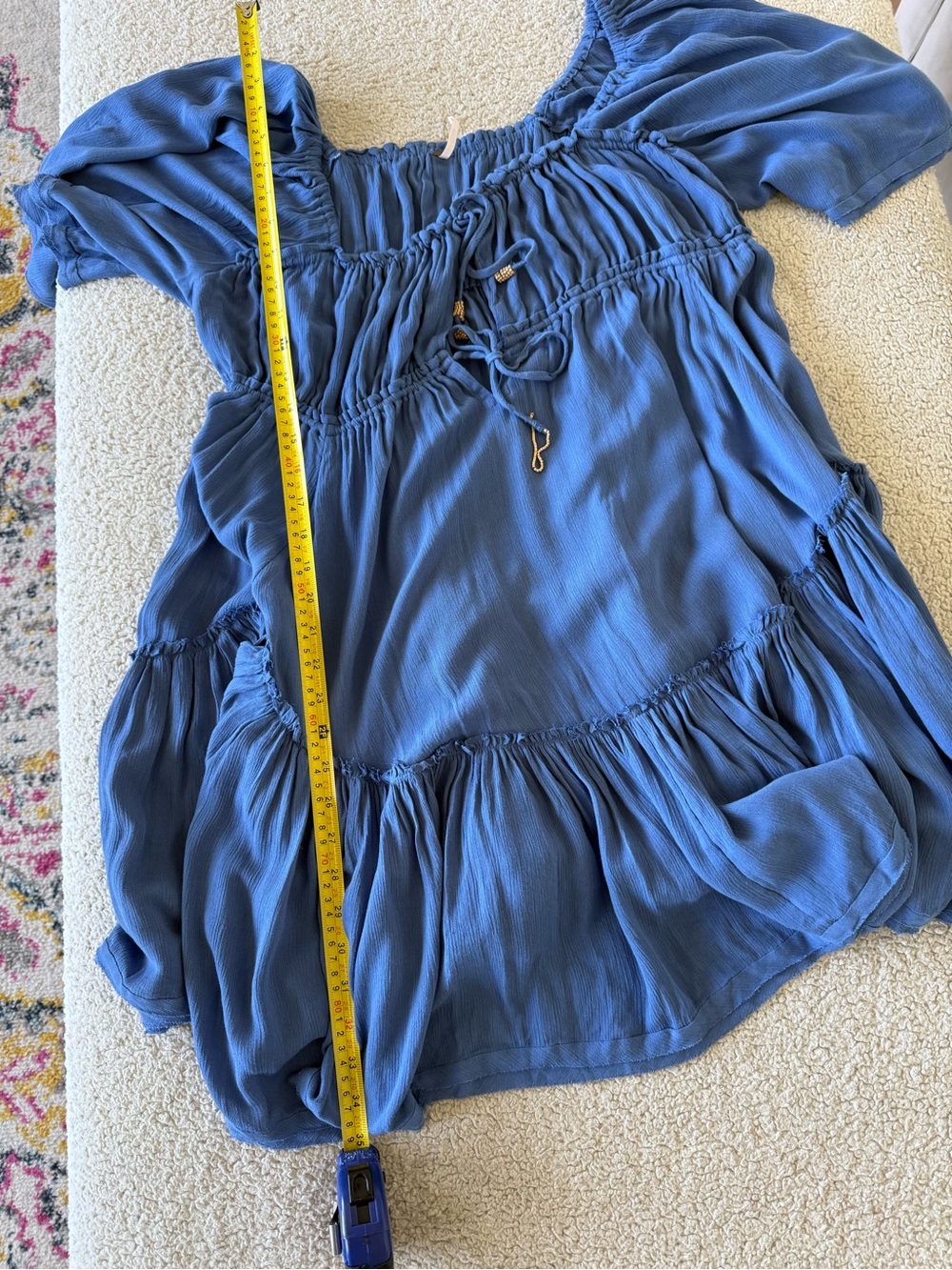 Free People blue boho tiered flowy peasant dress XL - Picture 11 of 13